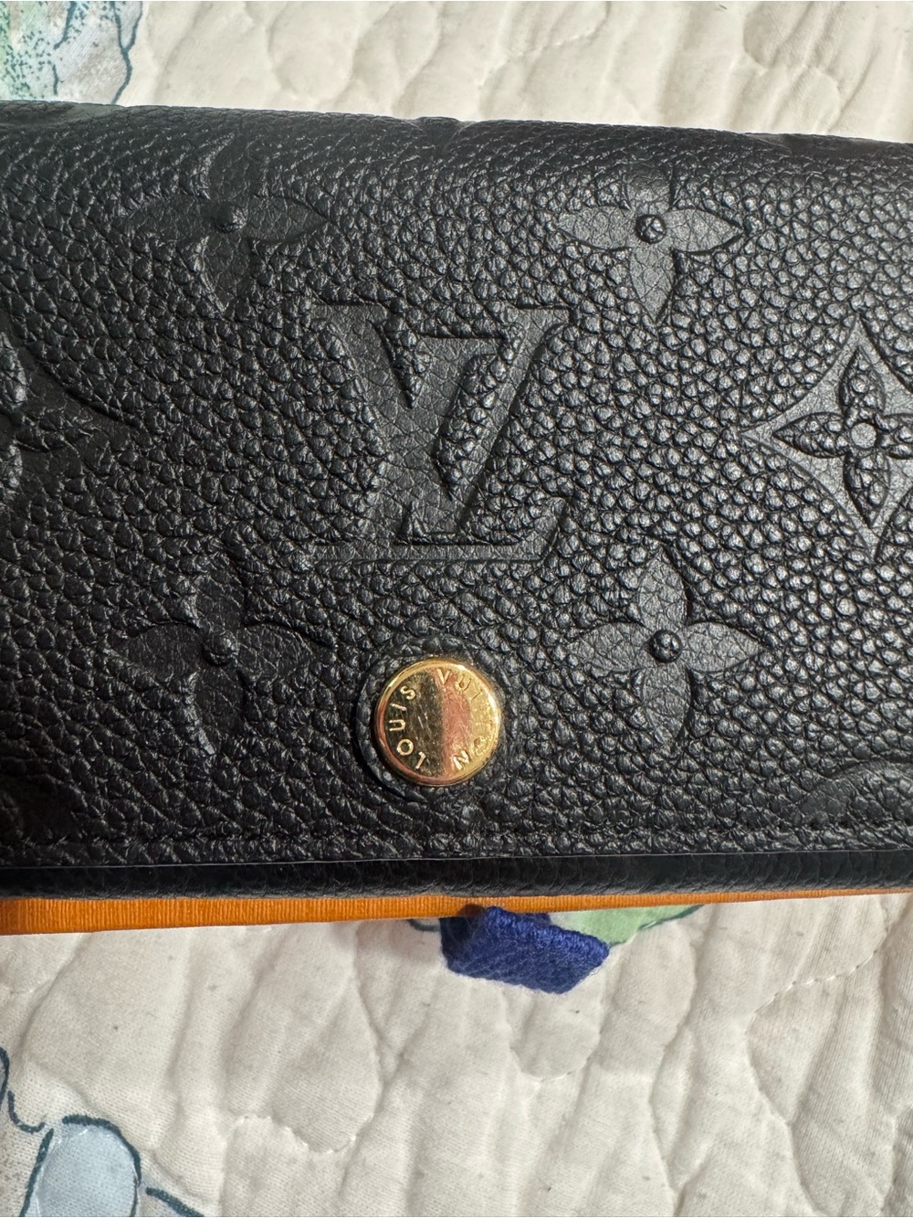 Louis Vuitton Black Embossed Monogram Envelope Card Holder with Gold Snap - Picture 4 of 9